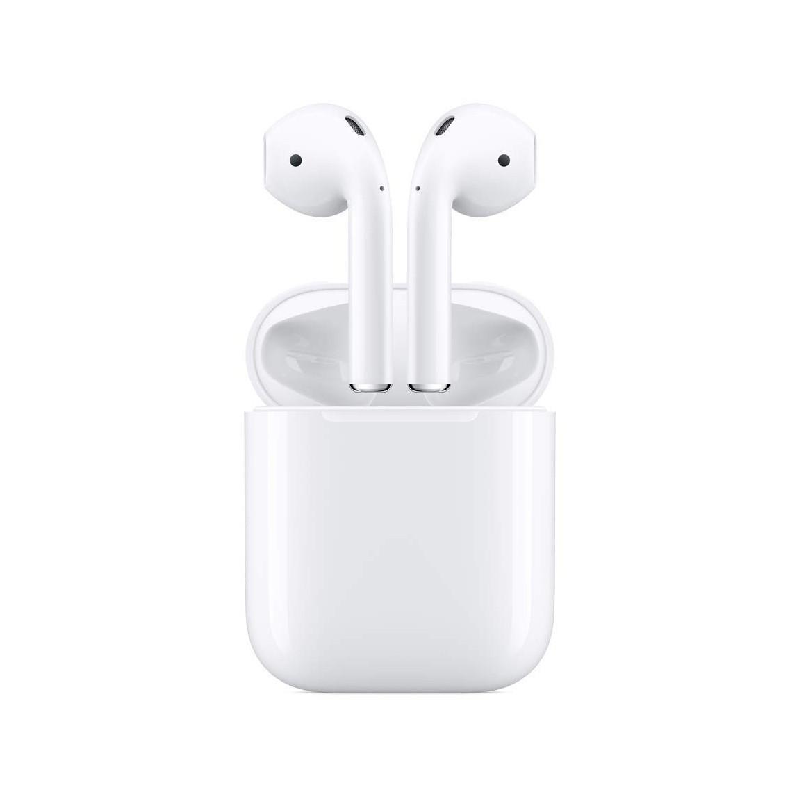 Apple Airpods 2 kabellose kopfhörer und Ladecase von vorne