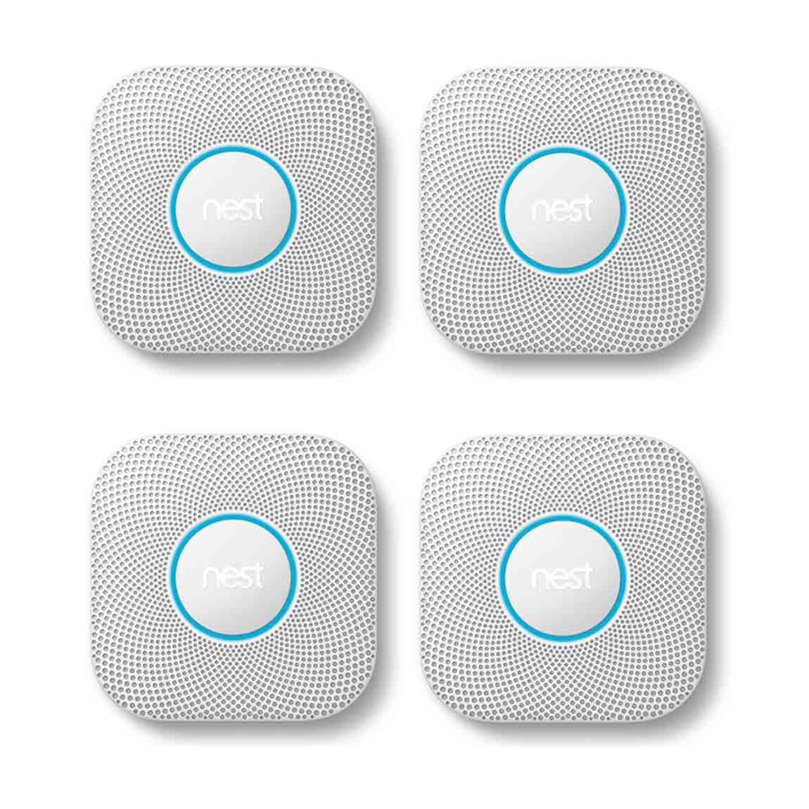 Google Nest Protect - Rauch- und Kohlenmonoxidmelder (2. Generation) 4er-Set