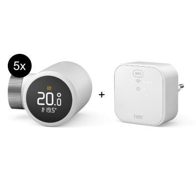 tado° Starter Kit Smartes Heizkörper-Thermostat X - 5er-Set + Bridge 