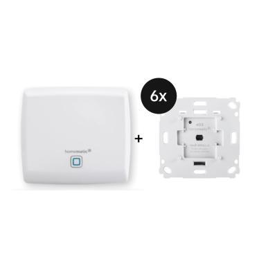 Homematic IP Access Point + Rollladenaktor für Markenschalter 6er-Set - Markisensteuerung