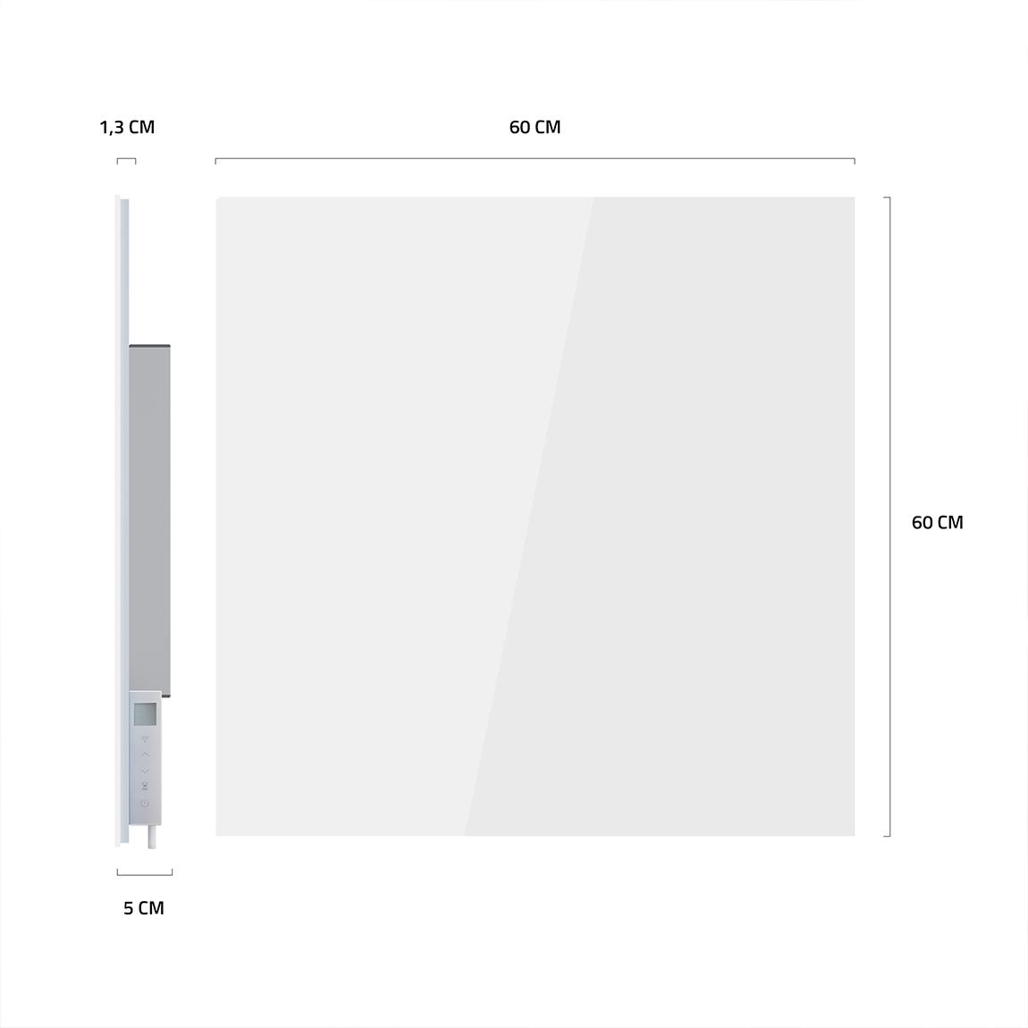 Hombli Smart Infrared Heatpanel Glass 400W - Weiß_maße