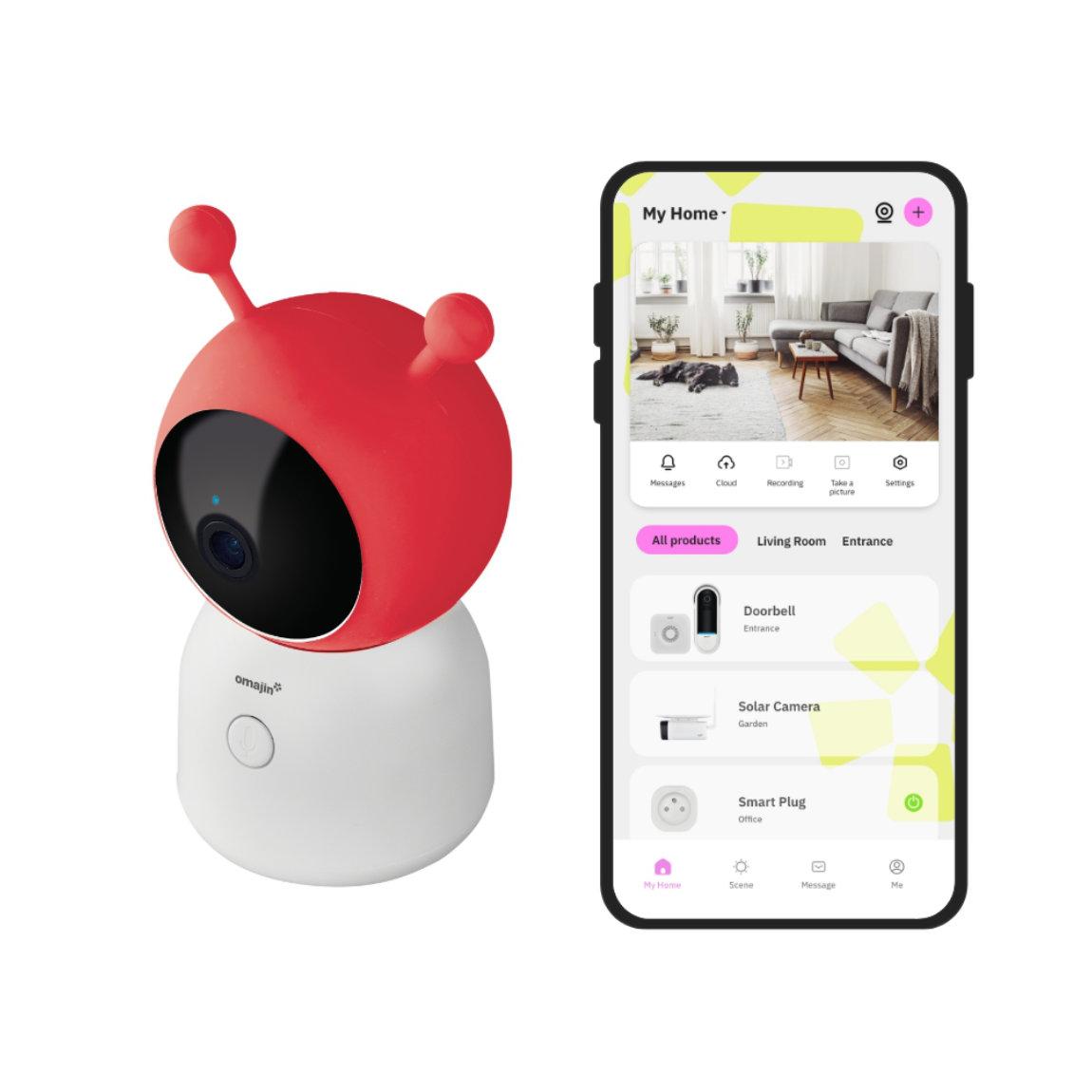 omajin Baby Camera - Kabellose WLAN Babykamera_Rote Haube App