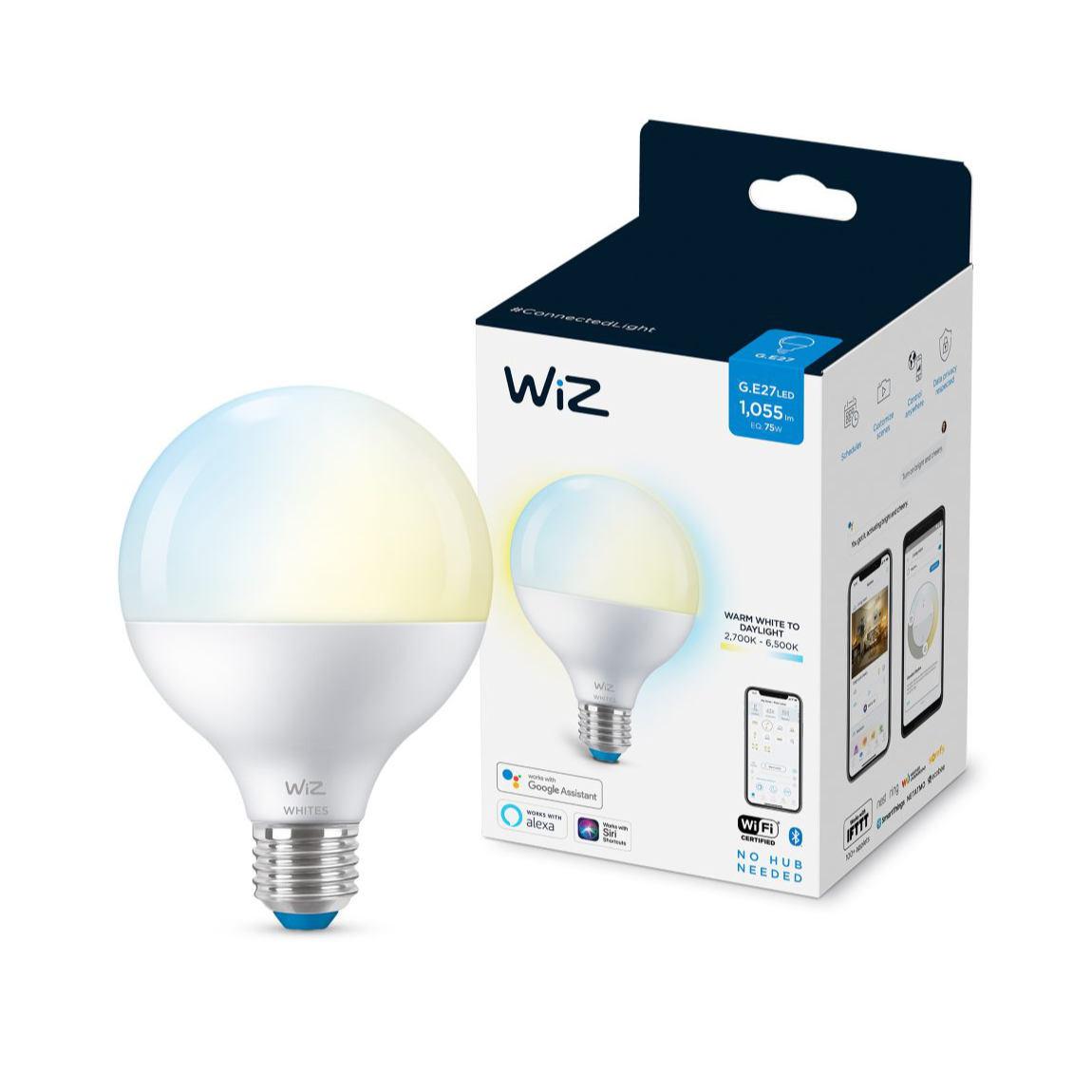 WiZ 75W E27 Globeform Tunable Weiß_Lampe mit Verpackung