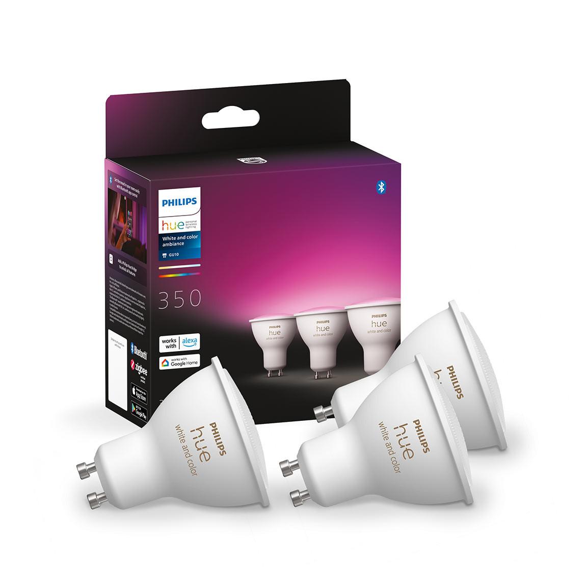 Philips Hue White & Color Ambiance GU10 Bluetooth Starter Kit + gratis Smarte Steckdose_Verpackung