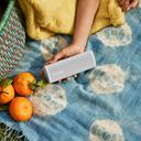 Sonos Roam - mobiler wasserdichter Smart Speaker in der Hand auf der Picknickdecke