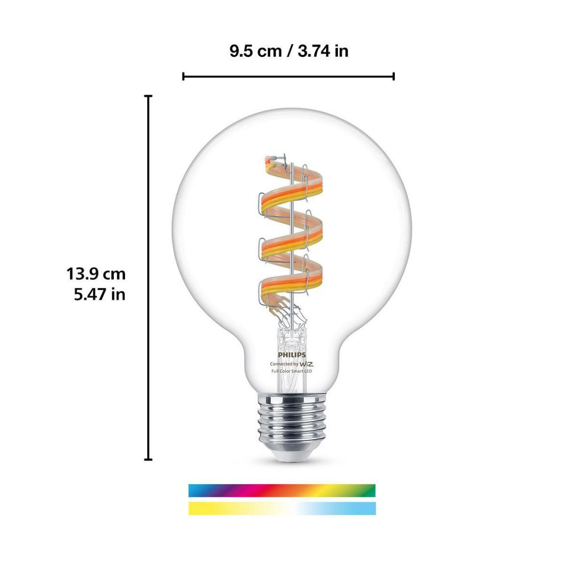 WiZ Tunable White & Color E27 G95 40W - Smarte Filament Lampe