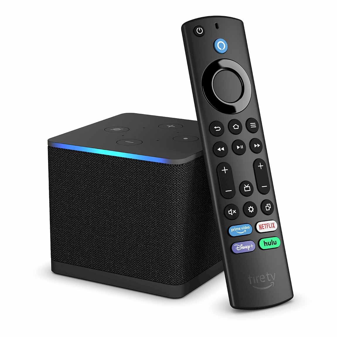 Amazon Fire TV Cube | Streaming-Mediaplayer mit Sprachsteuerung mit Alexa, Wi-Fi 6E, 4K Ultra HD - Schwarz_Fernbedienung