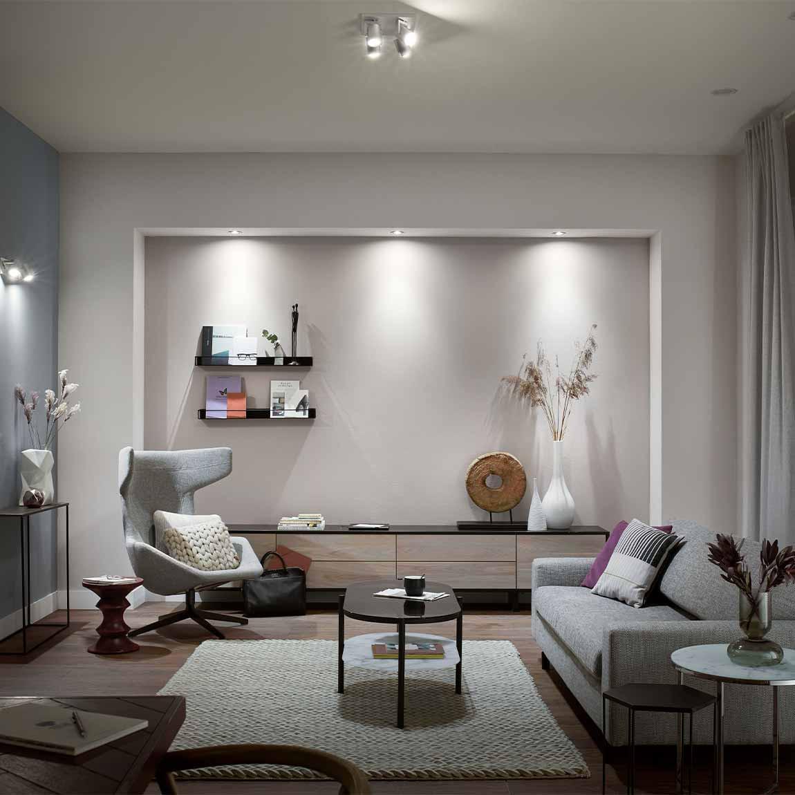Philips Hue White & Color Ambiance Centura Einbauspot 3 flg. - schwarz - Lifestyle Wohnzimmer weißes Licht