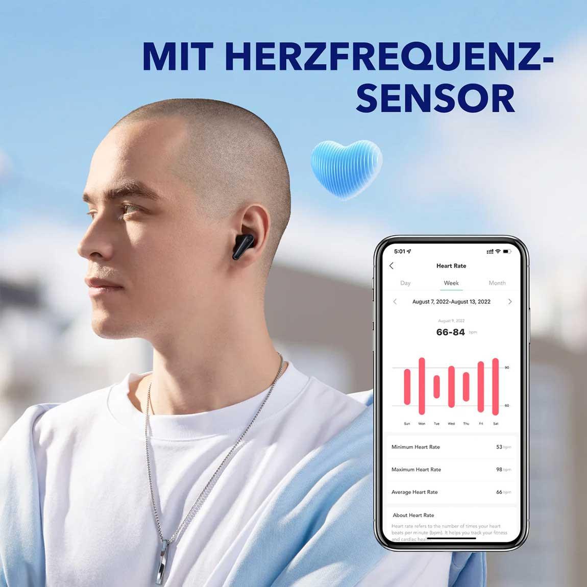 Soundcore Liberty 4 - In-Ear Kopfhörer mit Herzfrequenzmessung_herzsensor