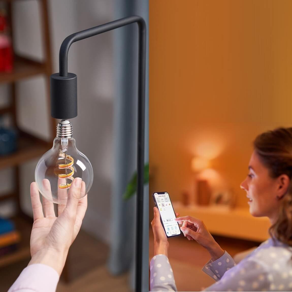 WiZ Tunable White & Color E27 G95 40W - Smarte Filament Lampe Ambiente