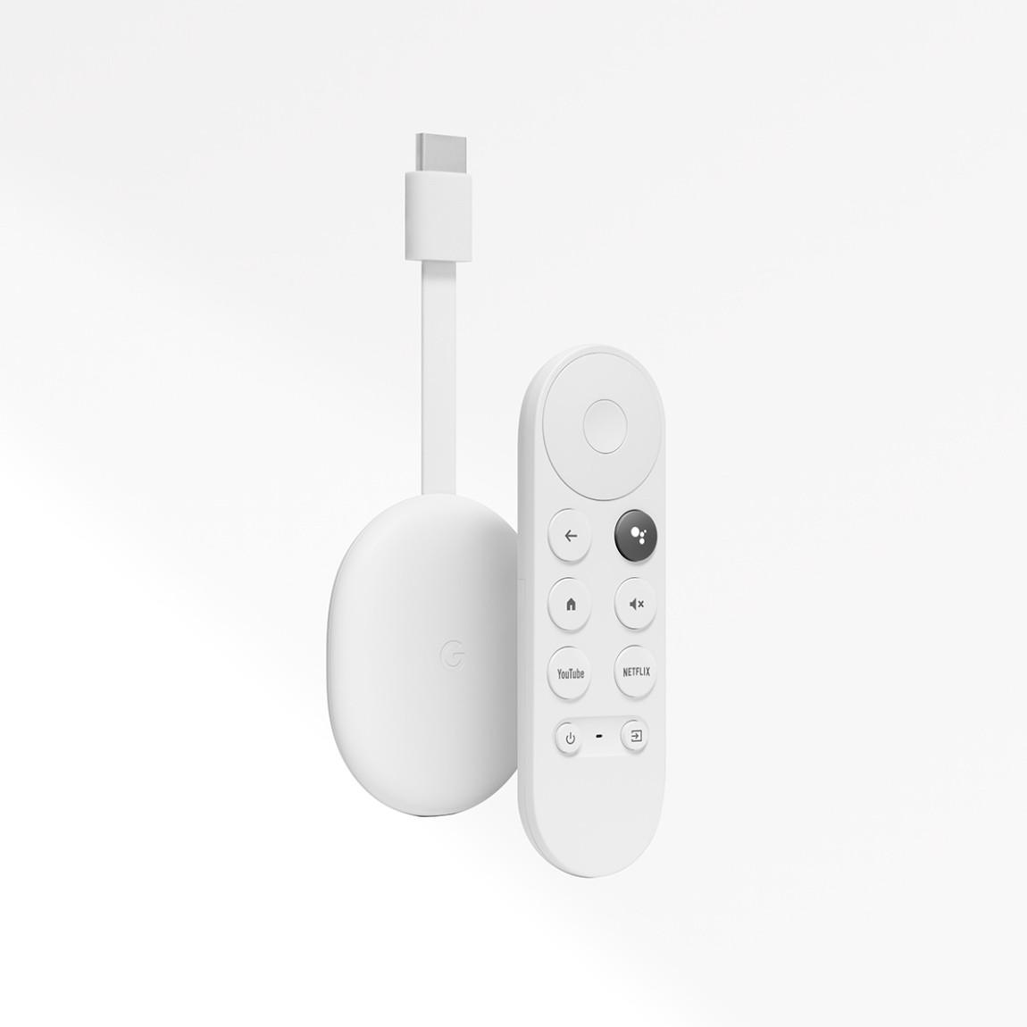 Google Chromecast mit Google Tv (HD) + Google Nest Audio_Chromecast schraeg
