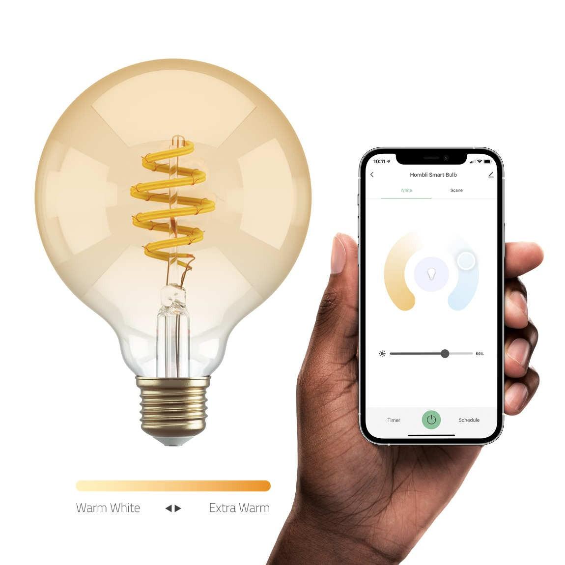 Hombli Filament Bulb CCT E27 G95-Amber 2er-Set App