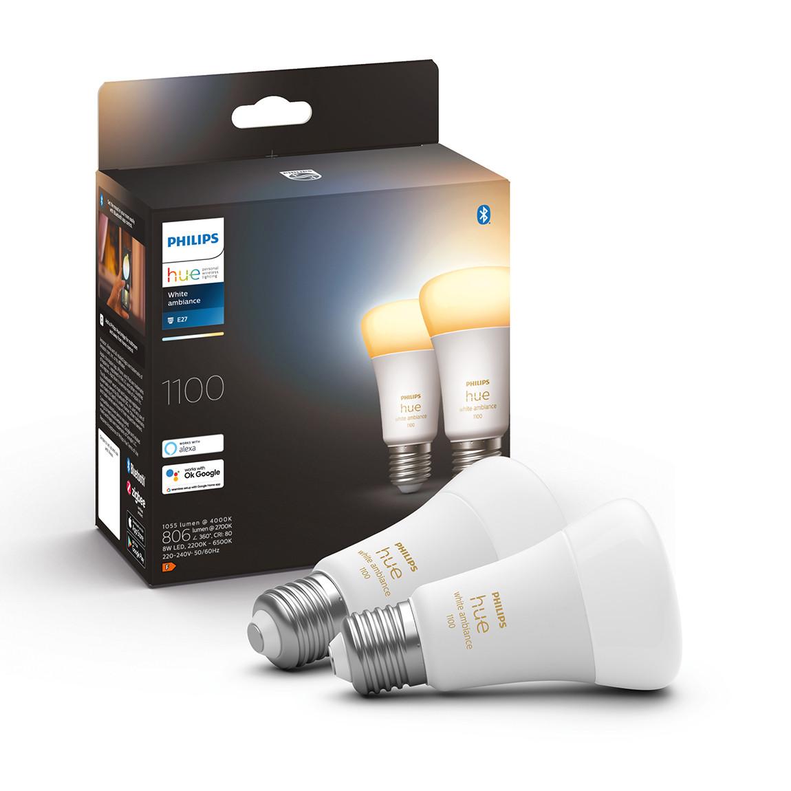 Philips Hue White Ambiance E27 Doppelpack 1100 mit Verpackung