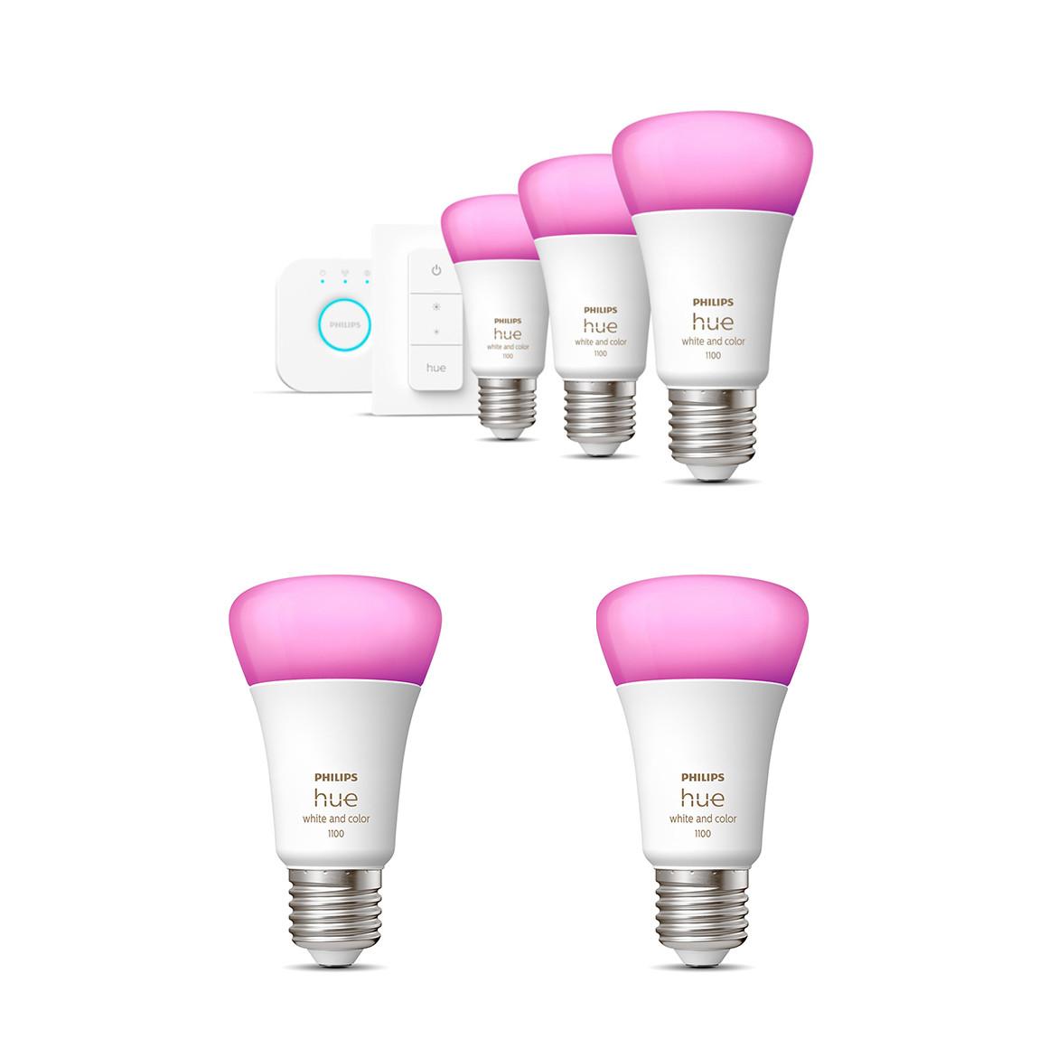 Philips Hue White & Color Ambiance E27 1100lm 5er Starter-Set + Dimmschalter