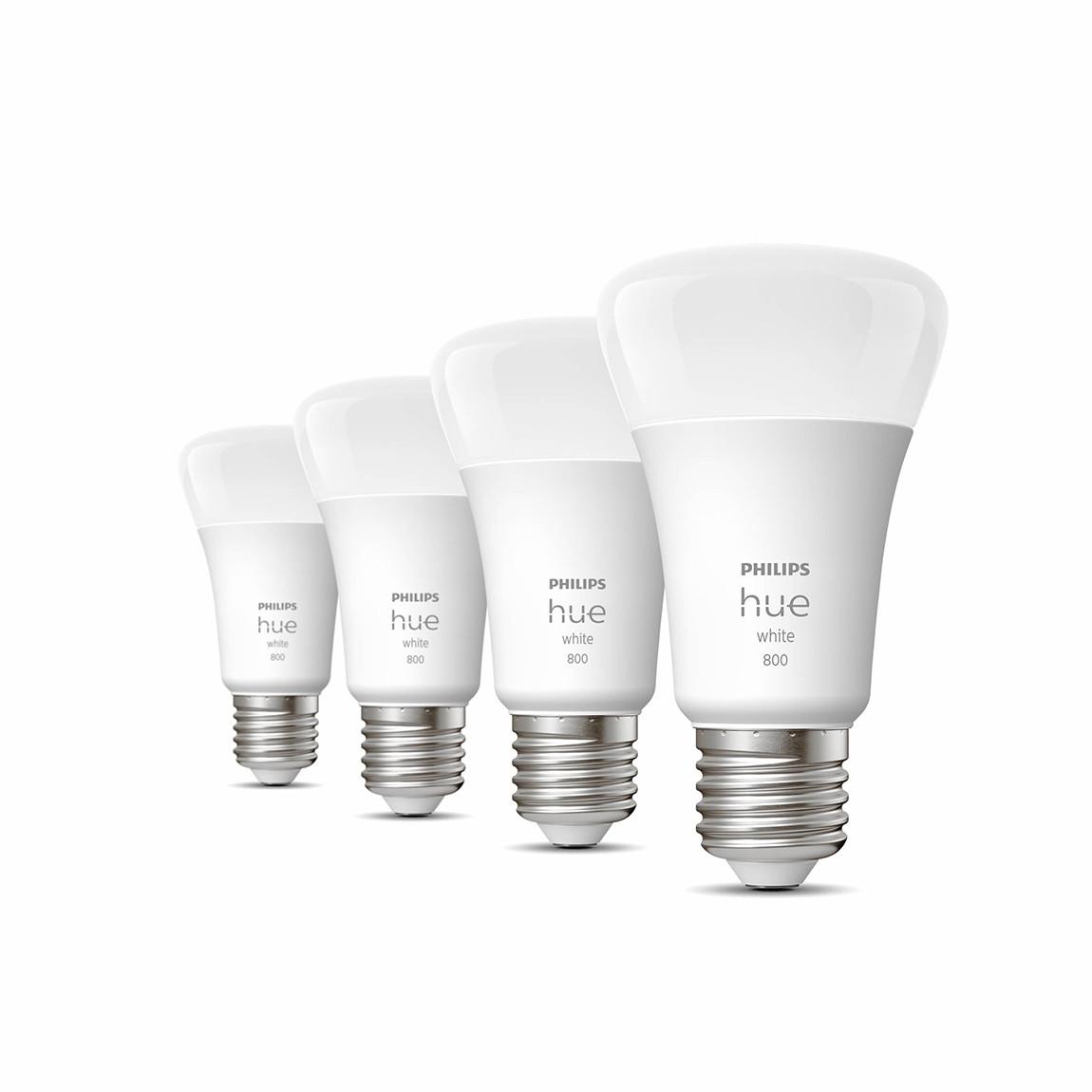 Philips Hue White E27 Viererpack 800lm 60W aus