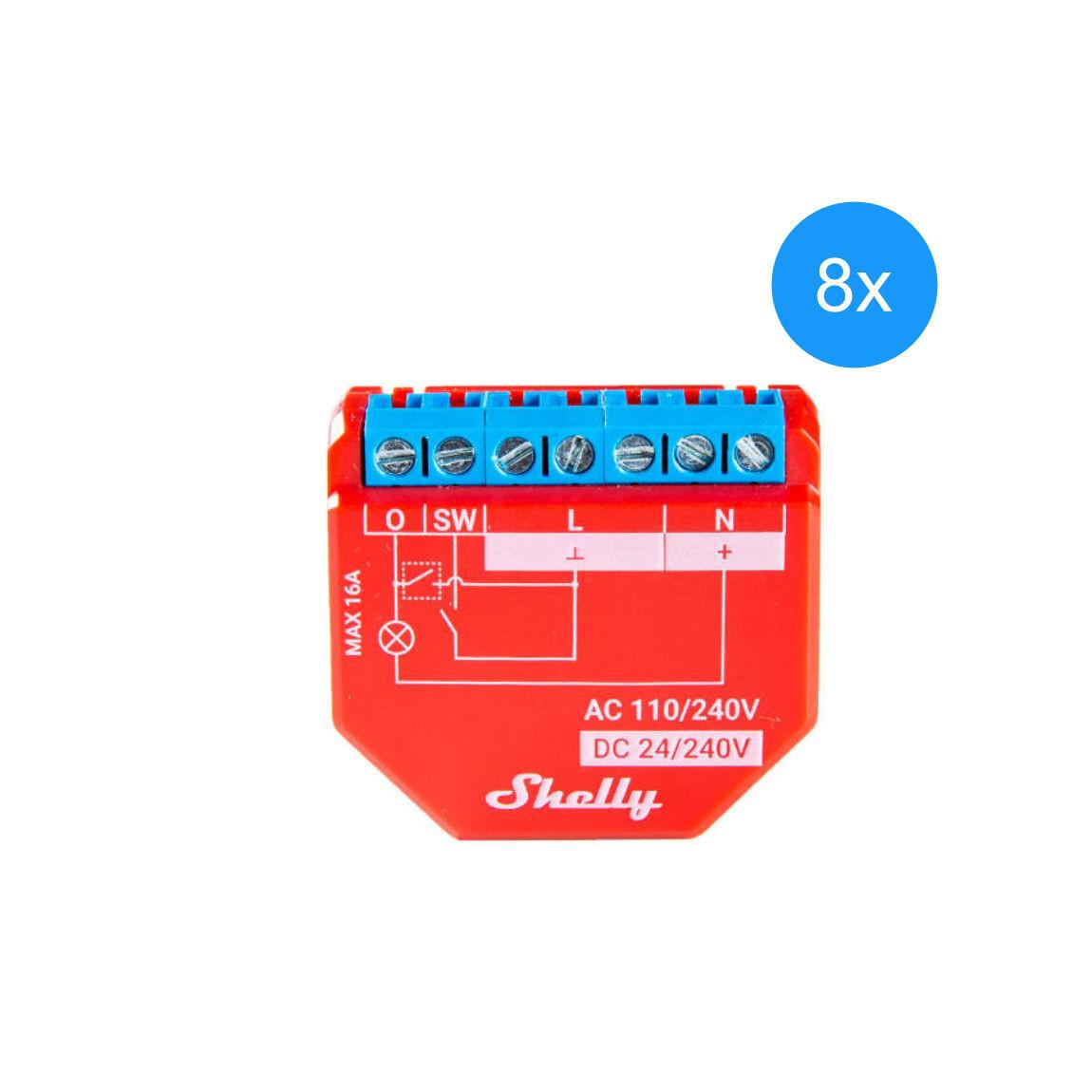 Shelly Plus 1PM 8er-Set - Smart WLAN BT Unterputz Relais