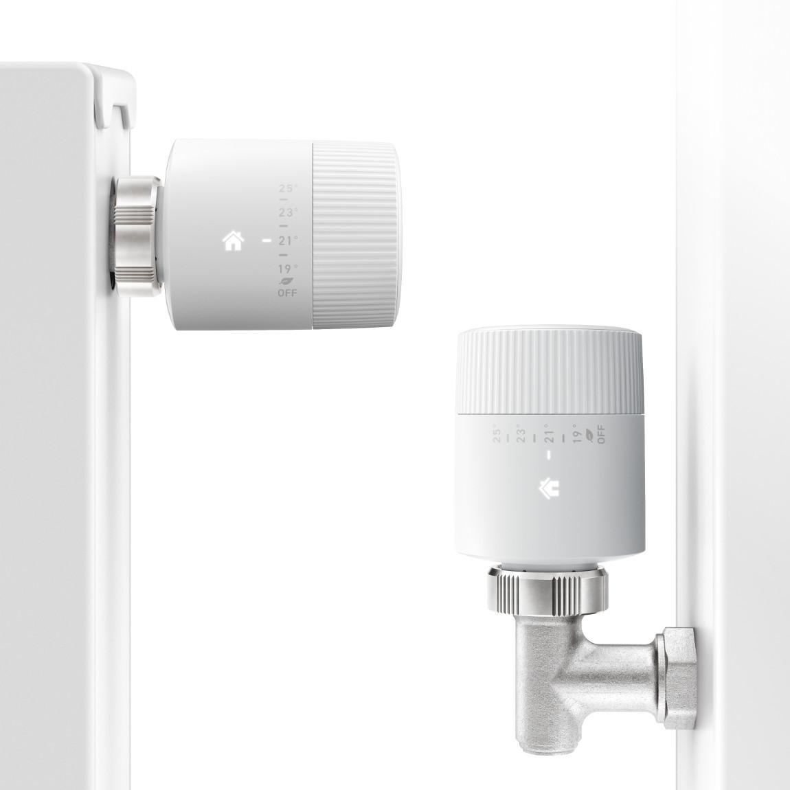 tado° Smartes Heizkörper-Thermostat Starter Kit V3+ mit 10 Thermostaten & Bridge + Google Nest Hub_Thermostat an Heizung