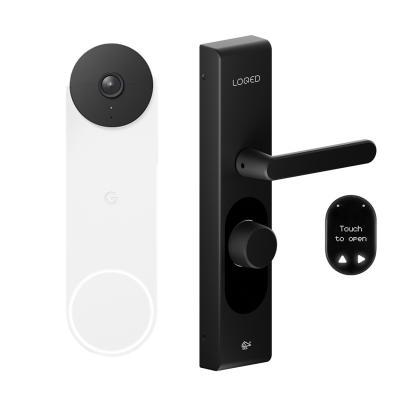 LOQED Touch Smart Lock – Black Edition + Google Nest Doorbell