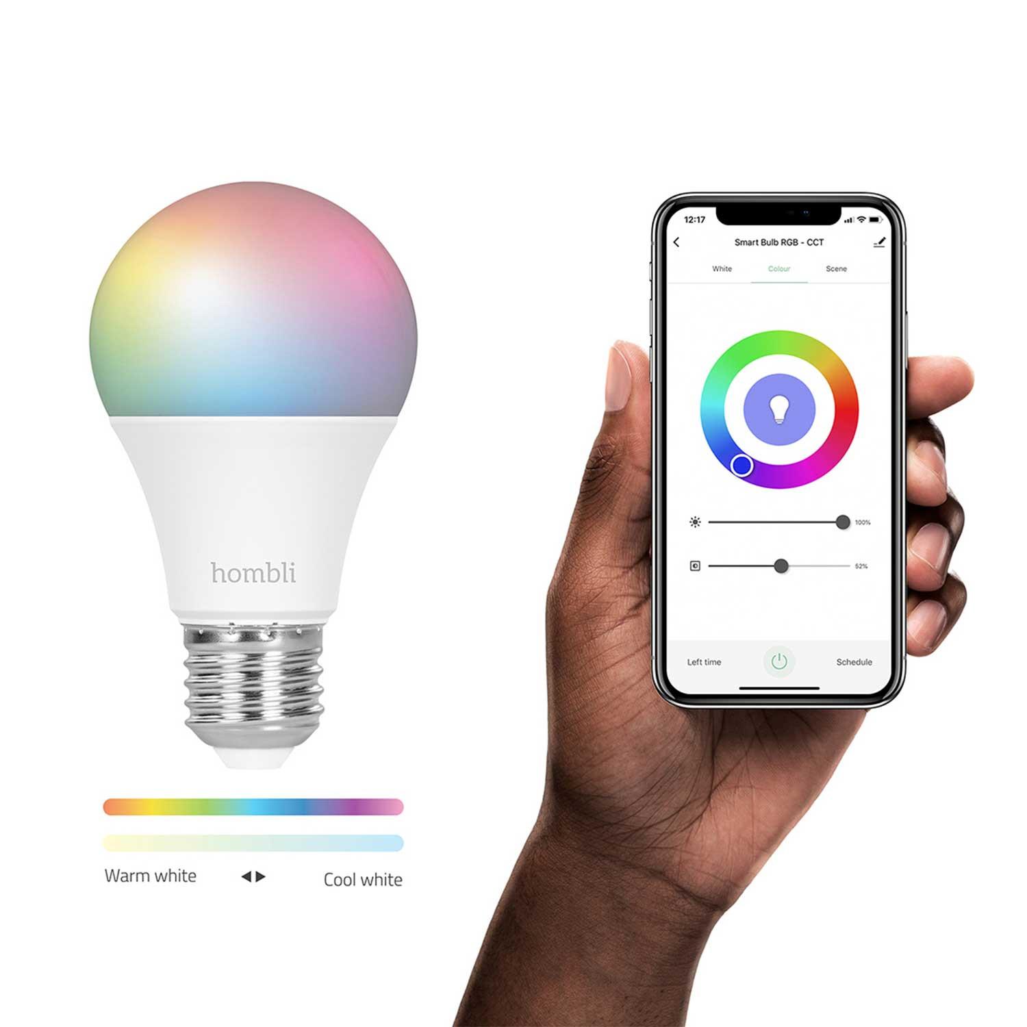 Hombli Smart Bulb E27 Color-Lampe 3er-Set + gratis Smart Bulb E27 Color 3er-Set - App