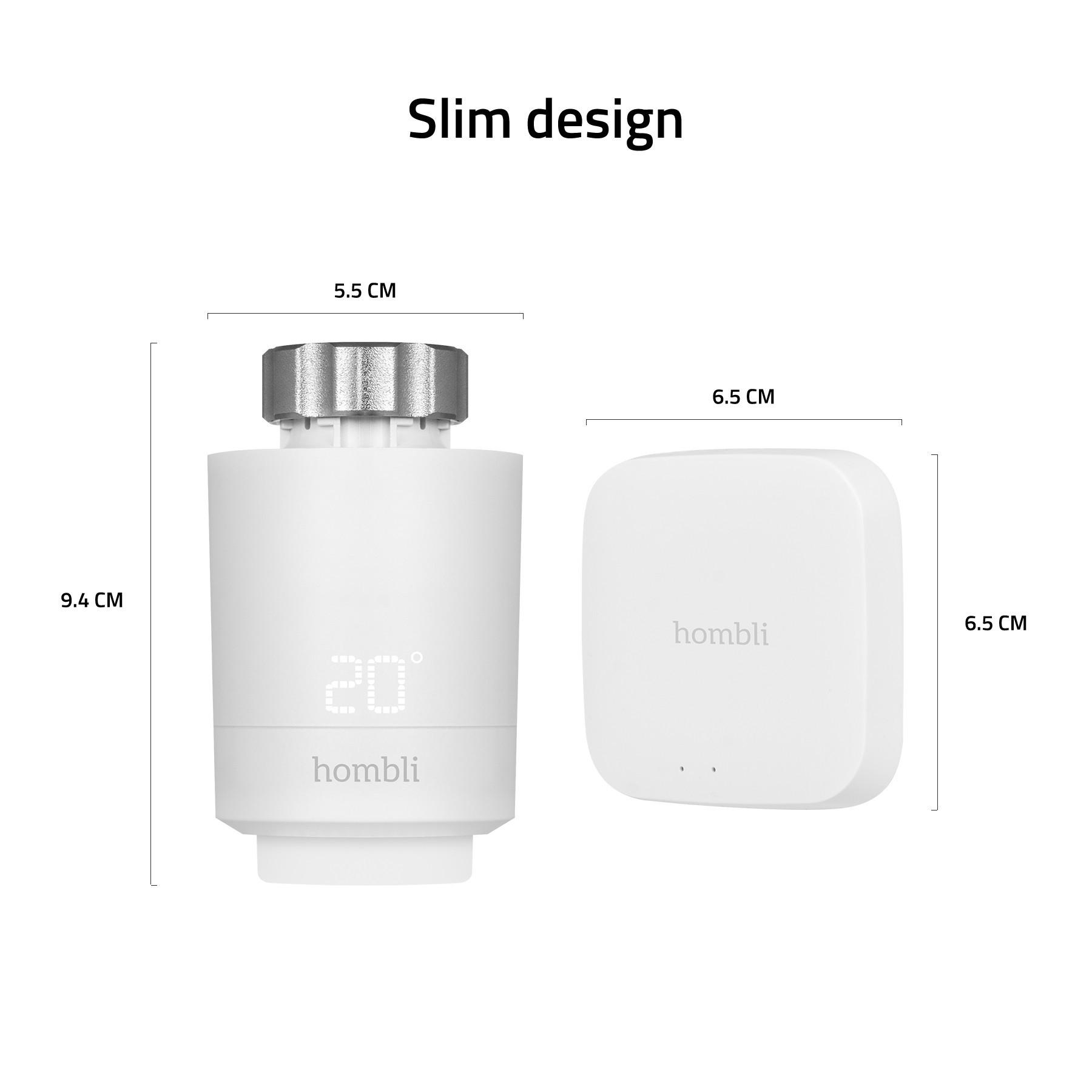 Hombli - Smart Radiator Thermostat Starter-Kit - Heizkörperthermostat 2er-Set + Bluetooth Bridge_Maße
