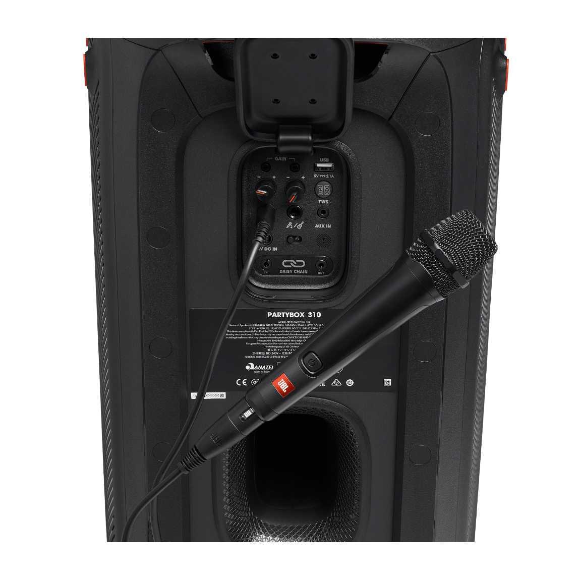 JBL Mikrofon für Partybox, 4,5m Kabel_an Partybox angeschlossen