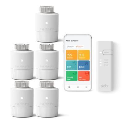 tado° Smartes Heizkörper-Thermostat Starter Kit V3+ Basic mit 5 Thermostaten & Bridge 