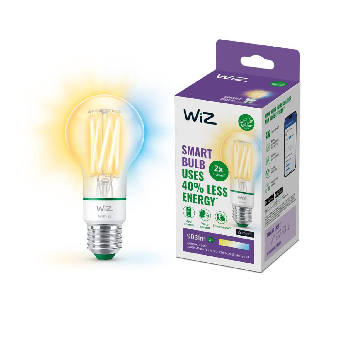 WiZ Tunable White E27 A60 60W - Smarte Filament Lampe - Weiß