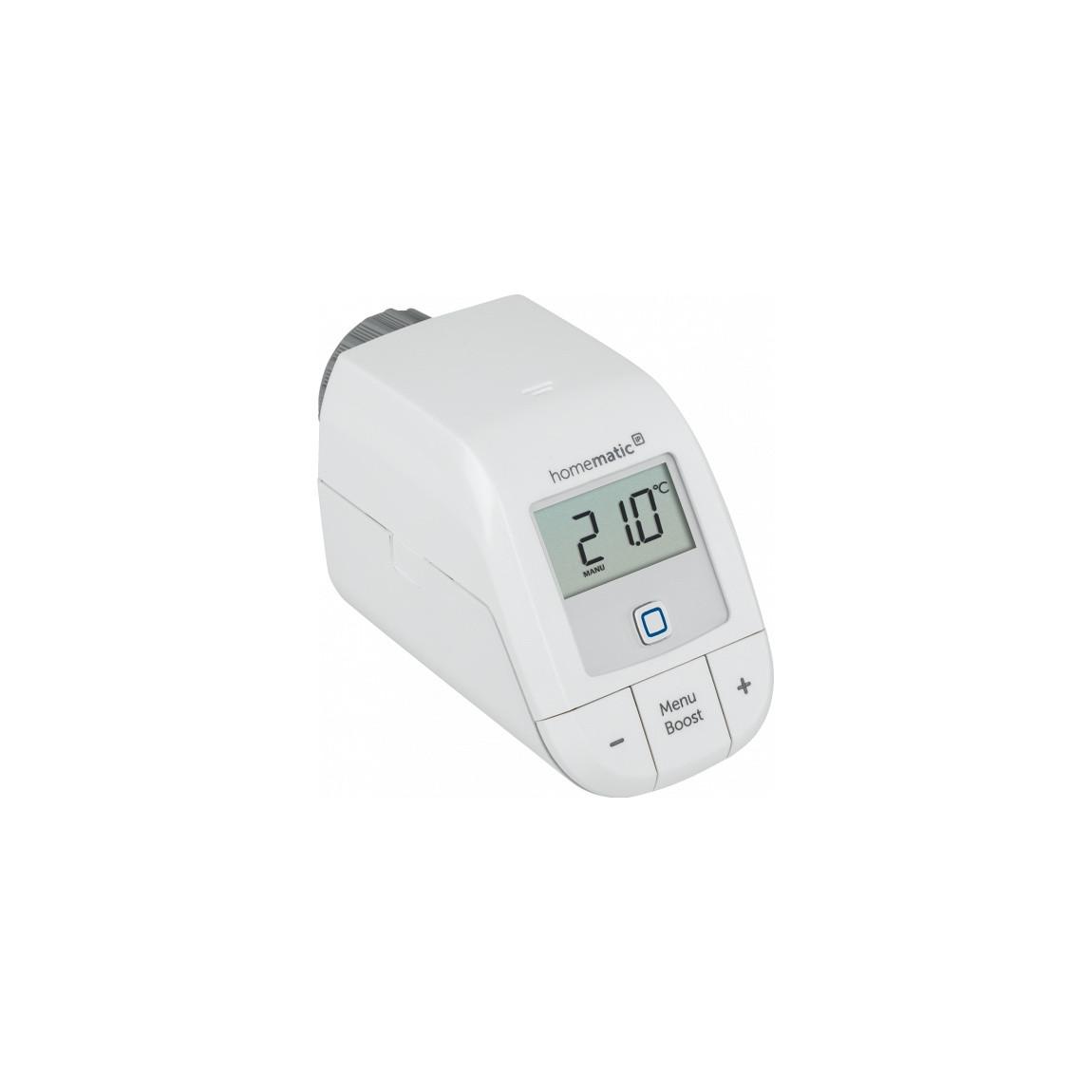 Homematic IP Starter Set Heizen mit 5 Heizkörperthermostaten Basic + Wandthermostat Basic_Thermostat_Schräg