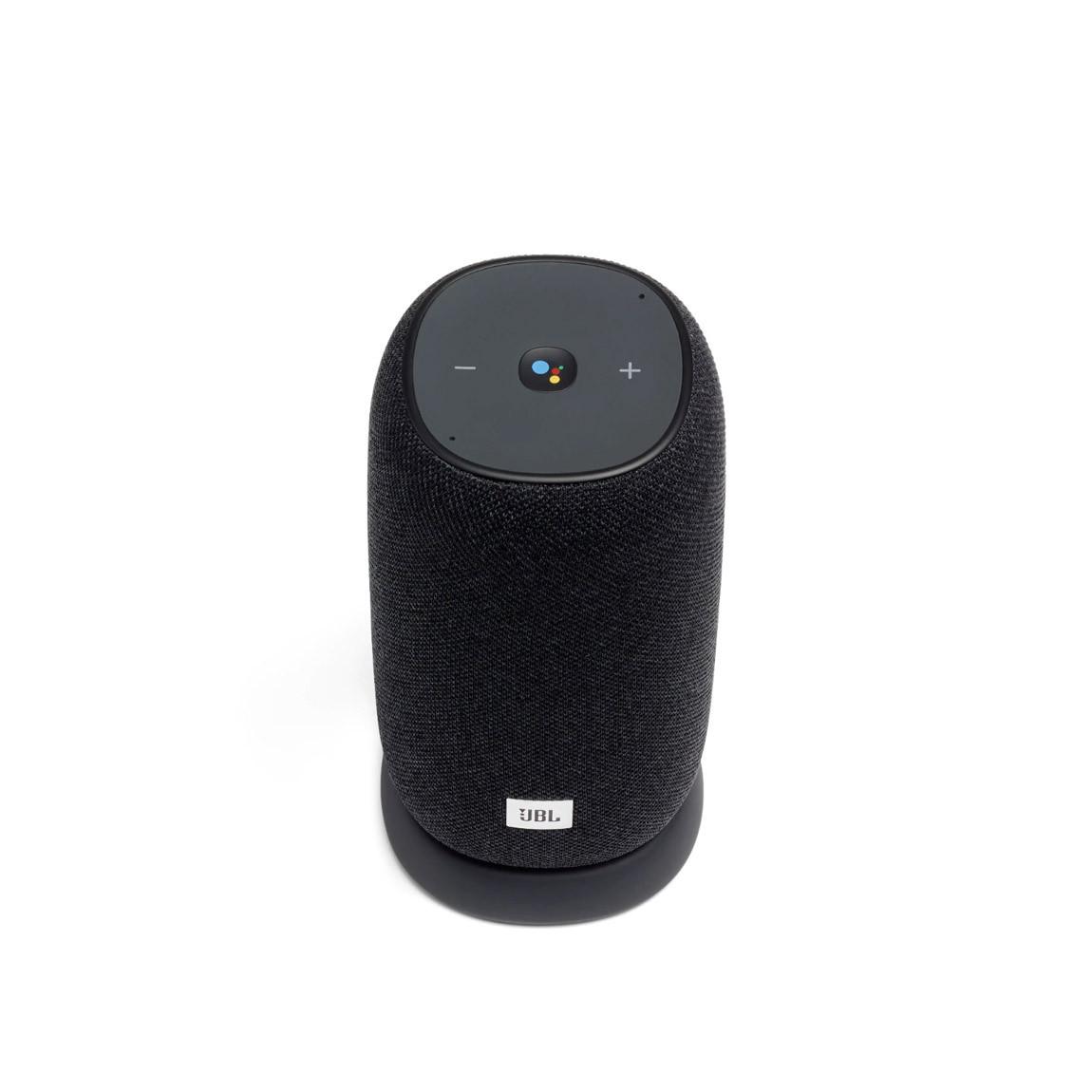 JBL Link Portable - Tragbarer WLAN- & Bluetooth-Lautsprecher mit AirPlay 2 - Schwarz schräg oben 
