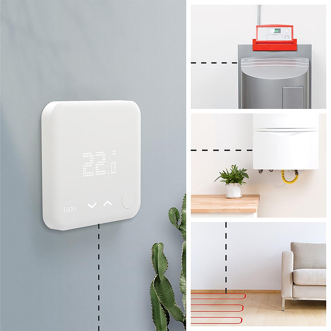 tado° Smartes Thermostat Starter Kit V3+ für Wohnungen mit Raumthermostat + Amazon Echo Dot Gen. 5