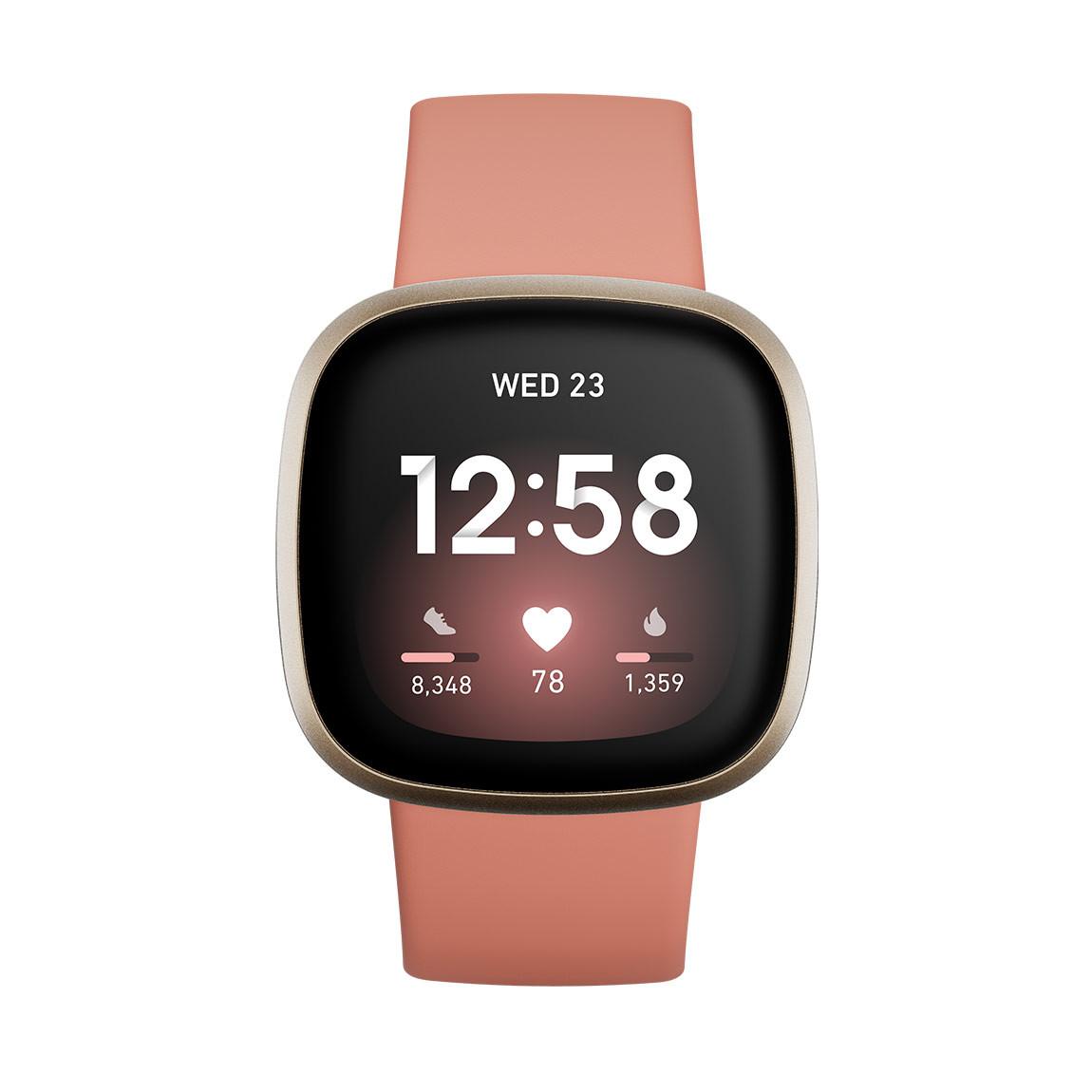 Fitbit Versa 3 - Smartwatch mit Sprachassistent - altrosa frontal