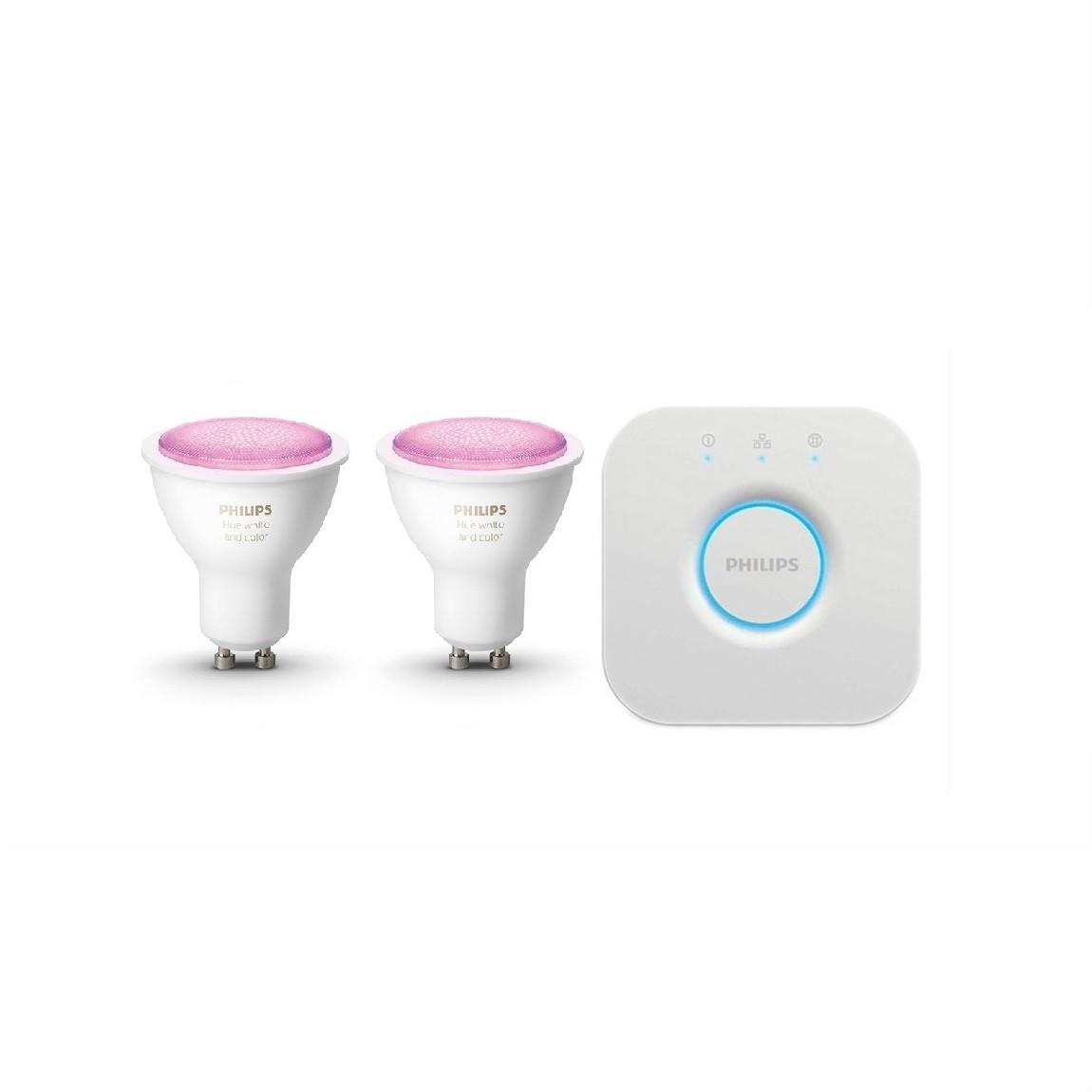 Philips Hue GU10 Color Starter Set lite Bluetooth - 2 Lampen, Bridge