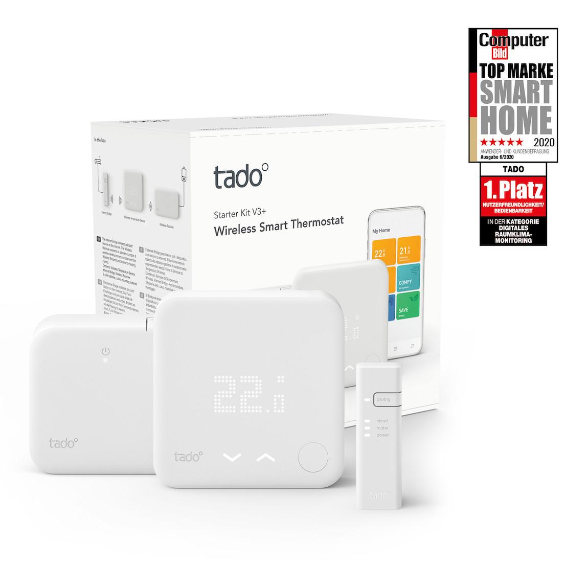 tado° Smart Thermostat (Funk) Starter-Kit V3+ + Heizkörperthermostat