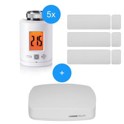 HOMEPILOT Gateway Premium + Heizkörper-Thermostat smart 5er-Set & Tür- und Fensterkontakt smart 3er-Set