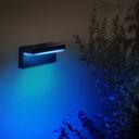 Philips Hue Wandleuchte Nyro blaues Licht im Garten 