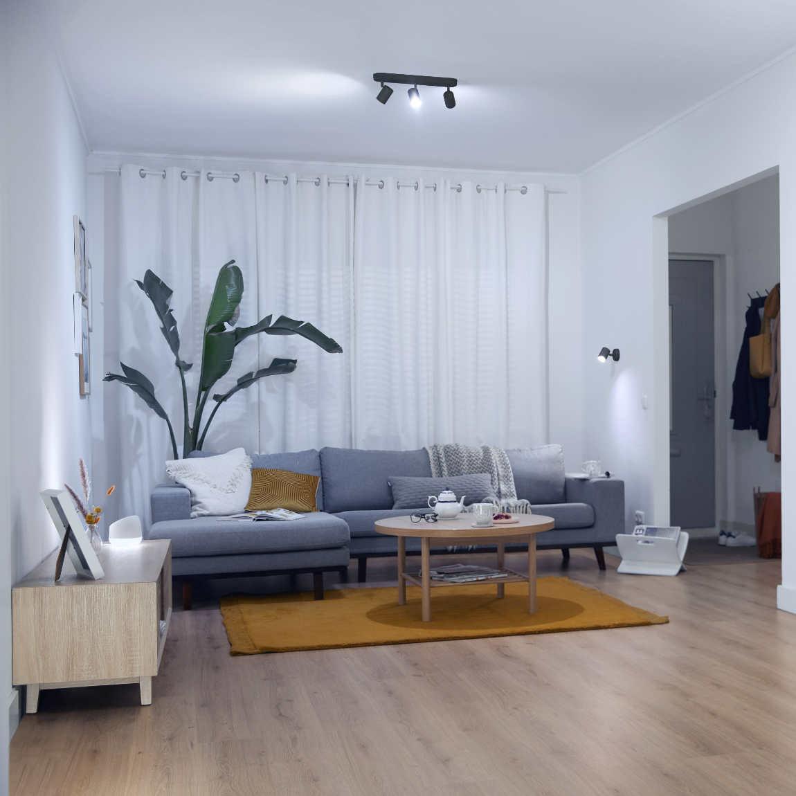 WiZ IMAGEO Spots Deckenleuchte Tunable Farbig 3x 5W - schwarz_Lifestyle_Wohnzimmer kaltweiß