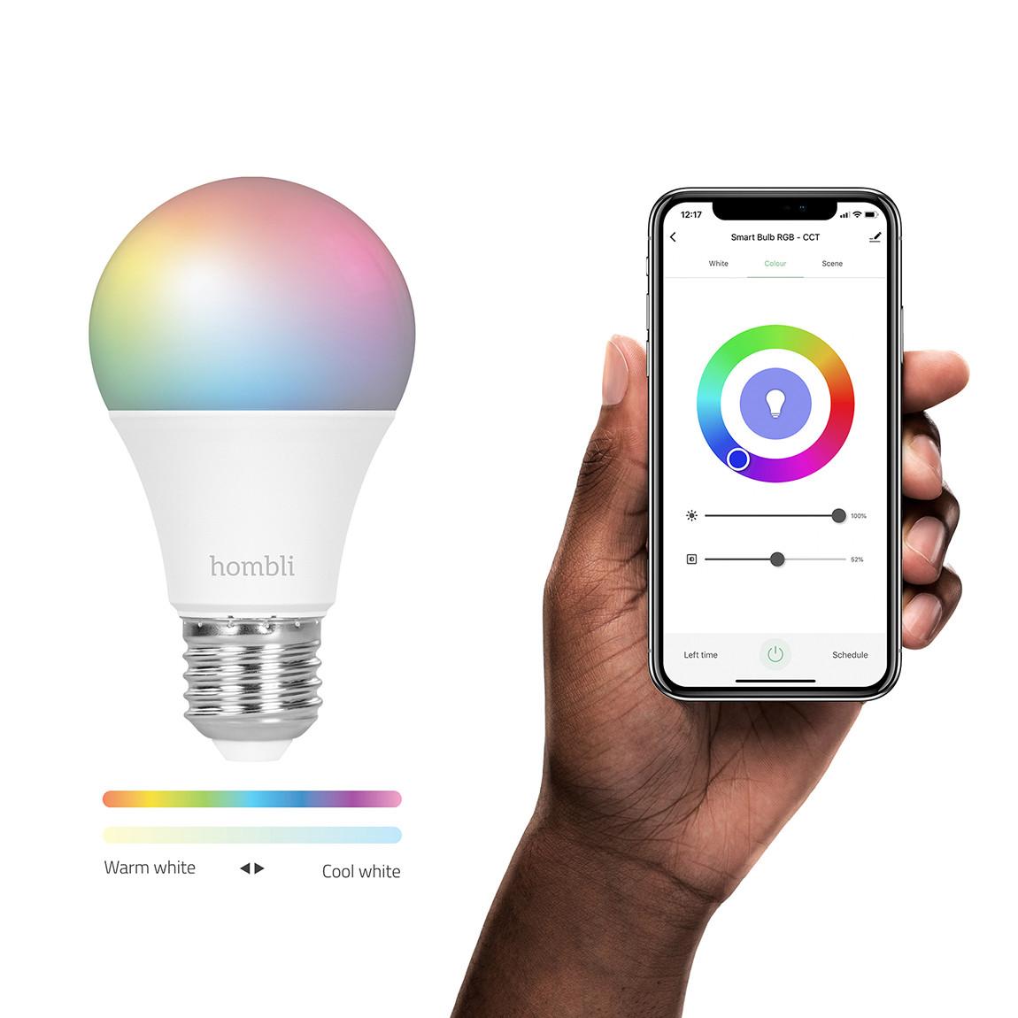 Google Nest Mini + Hombli Smart Bulb E27 Color 2er-Pack
