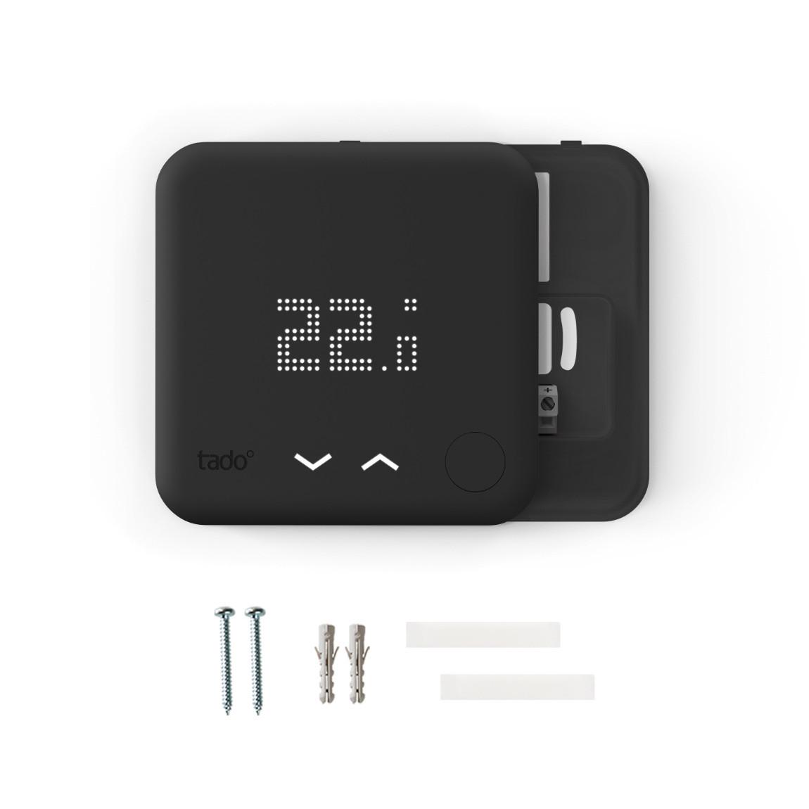 tado° Starter Kit - Smartes Thermostat V3+ (Verkabelt) Black Edition für Heizthermen und Fußbodenheizungen