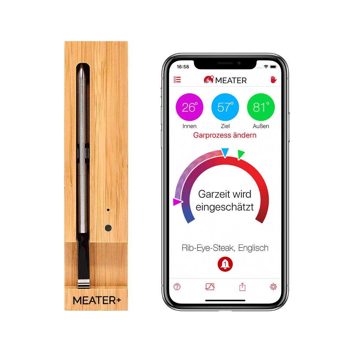 Meater Plus - Smartes Fleischthermometer - silber_In Verpackung mit App