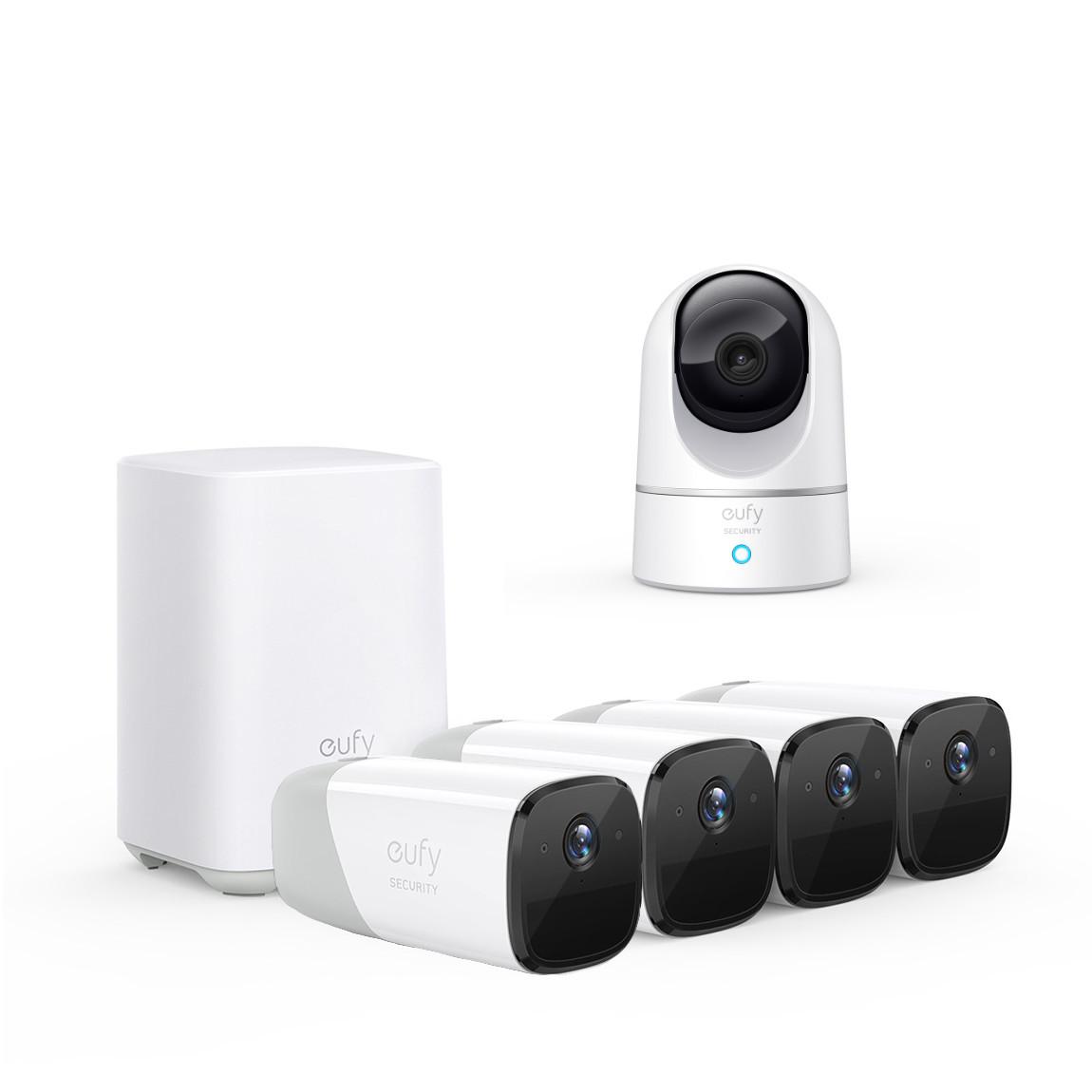 eufyCam 2 Pro 4+1 Kit - 4-Kameraset mit HomeBase 2 + eufy Solo IndoorCam Pan & Tilt