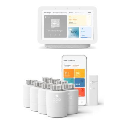 tado° Smartes Heizkörper-Thermostat Starter Kit V3+ mit 8 Thermostaten & Bridge + Google Nest Hub