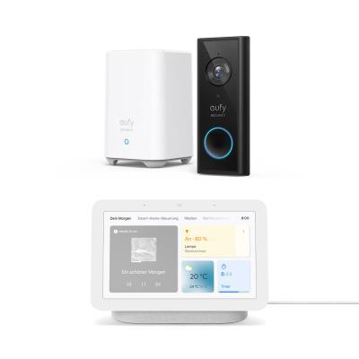 eufy Video Doorbell 2K (batteriebetrieben) + Google Nest Hub (2. Generation)
