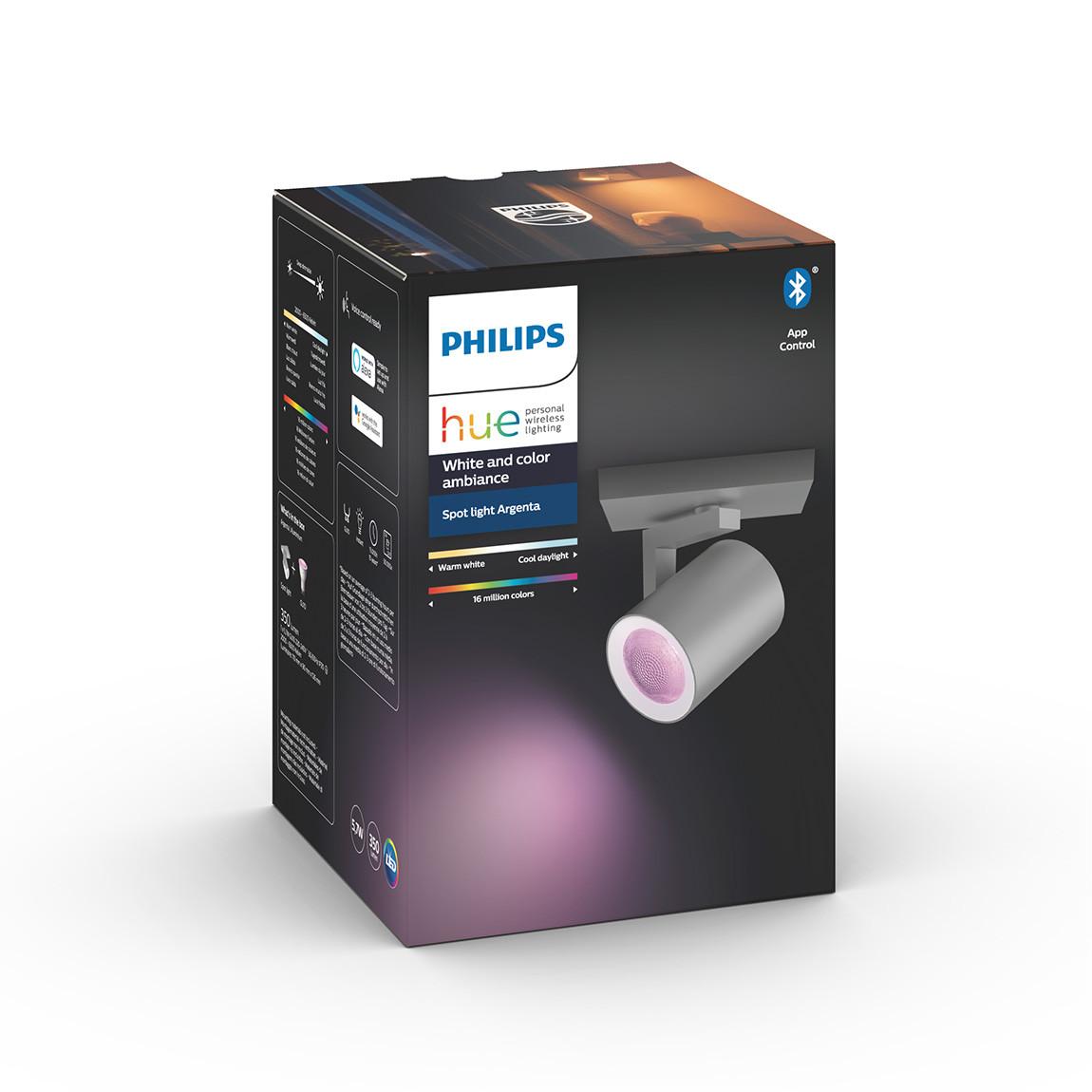 Philips Hue White and Color Ambiance Argenta Bluetooth Spot-Lampe - Grau  Verpackung