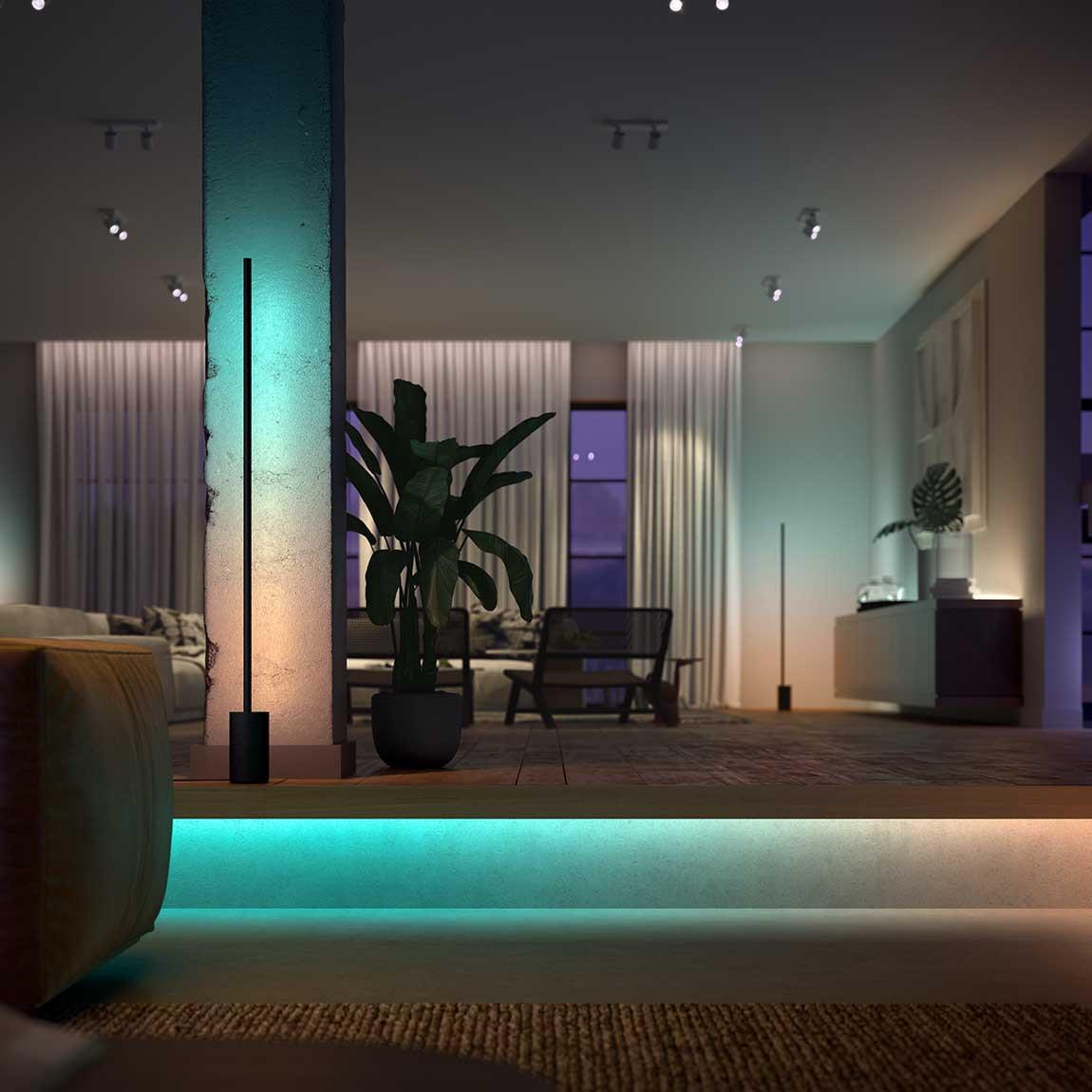 Philips Hue Gradient Ambiance Lightstrip 2m Basis + 1m Erweiterung Wohnzimmer