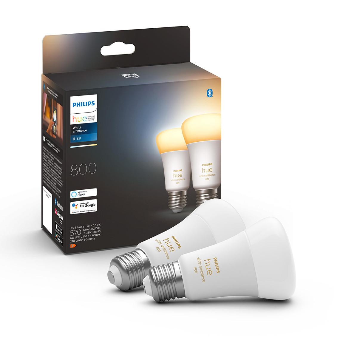 Philips Hue White Ambiance E27 Bluetooth 2er-Set - LED-Lampe Verpackung