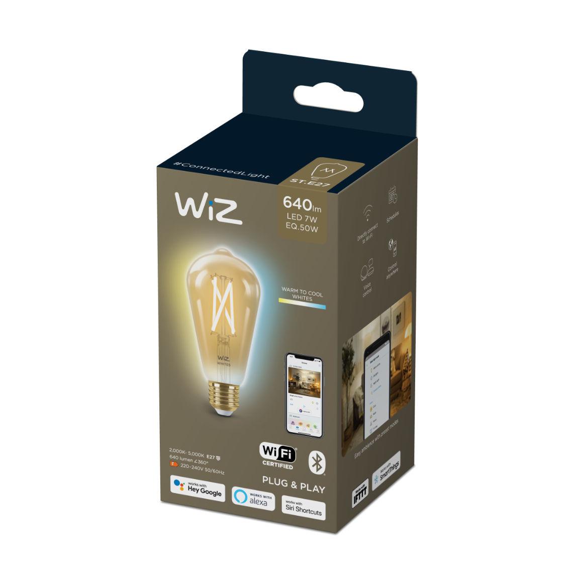WiZ 60W E27 Edisonform Filament Amber Warm- und Kaltweiß_Verpackung