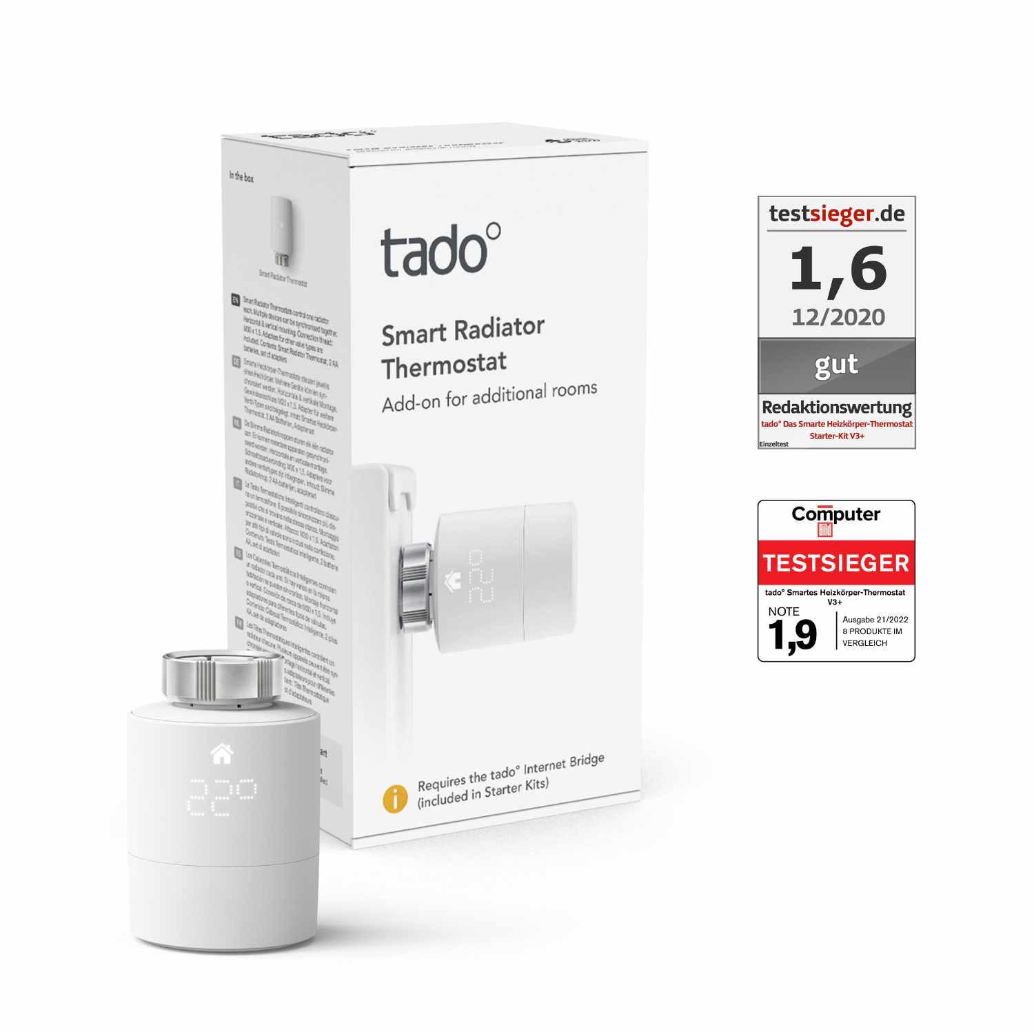 tado° Smartes Heizkörper-Thermostat - Zusatzprodukt für Einzelraumsteuerung - Weiss