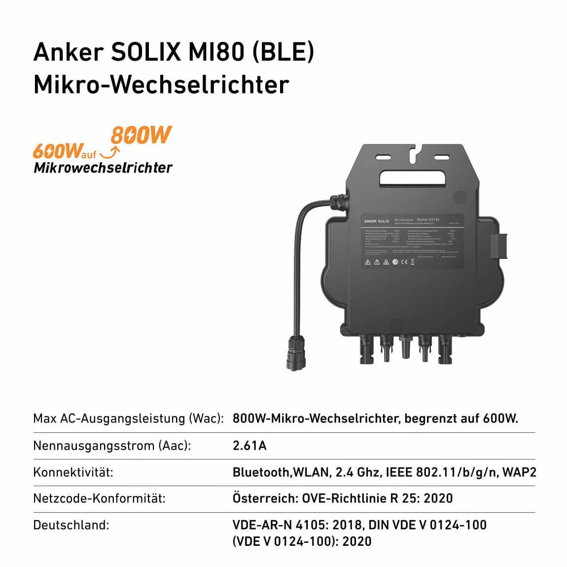 Anker SOLIX Solarbank E1600 + MI80 (BLE) Microinverter (800W)