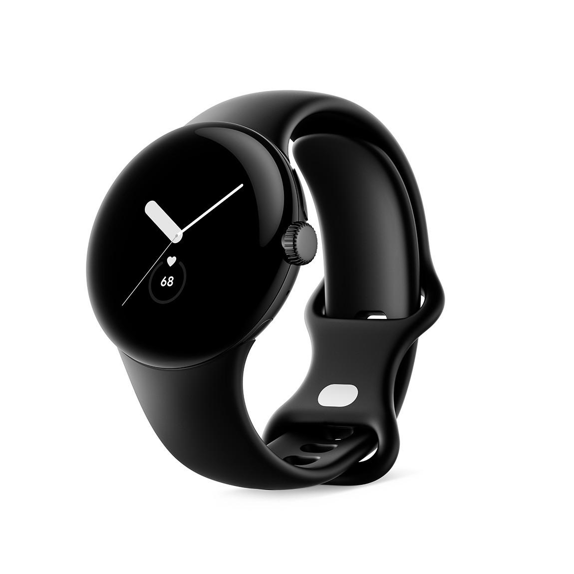 Google Pixel Watch - WLAN Smartwatch - Obsidian mit Obsidian Armband_schraeg