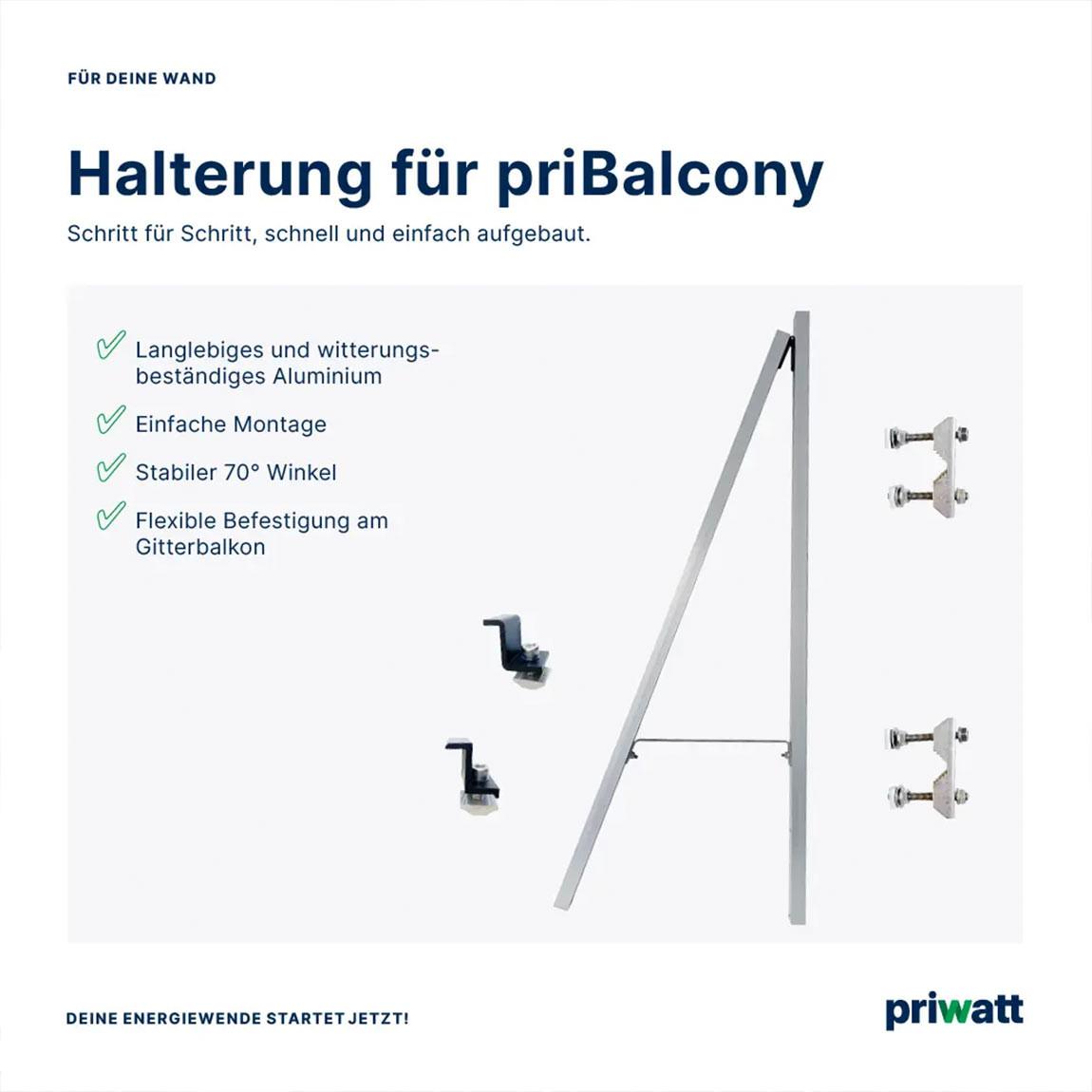 priwatt priBalcony Duo - Balkon Solarkraftwerk - Schwarz_Halterung
